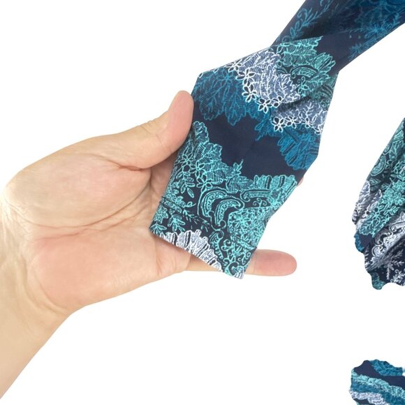 Banana Republic Womens XS Blue Teal & White Long Sleeve Patterned Dress - Picture 3 of 6